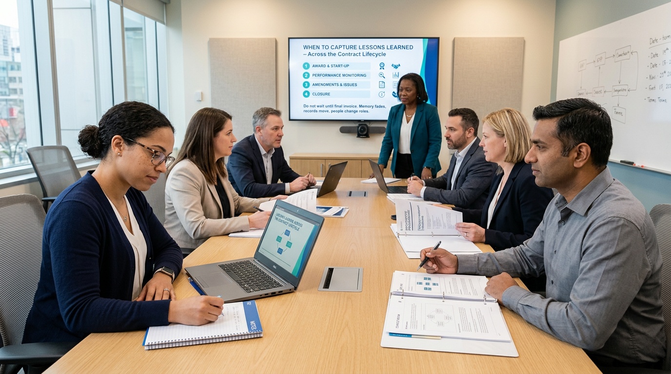 When to capture lessons learned across the contract lifecycle