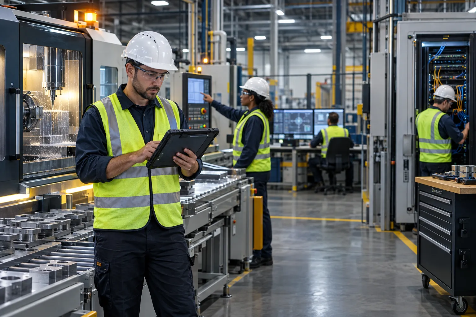 Engineer overseeing industrial control systems during secure provider transition