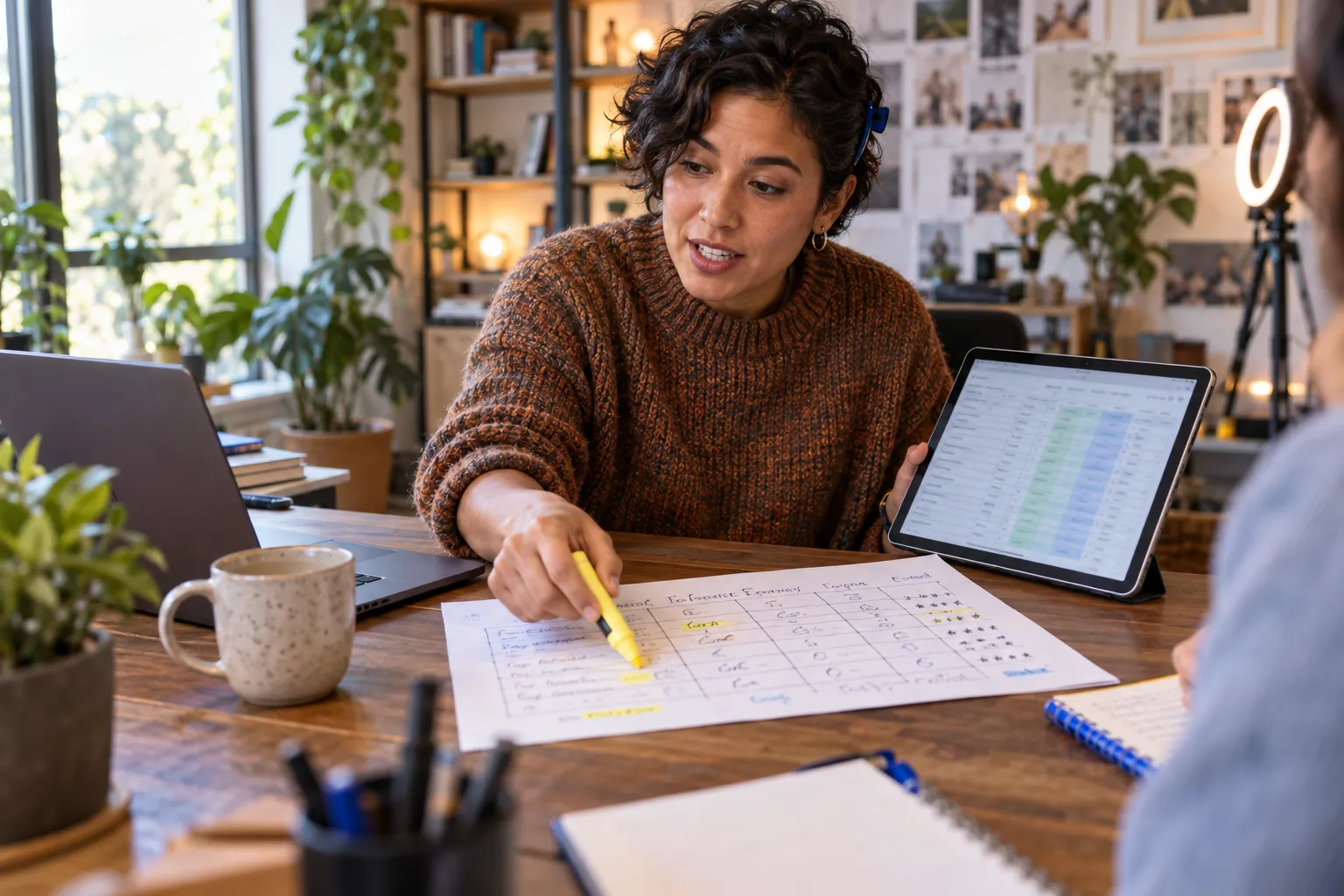 Analyst reviewing affiliate program earnings dashboard on laptop screen