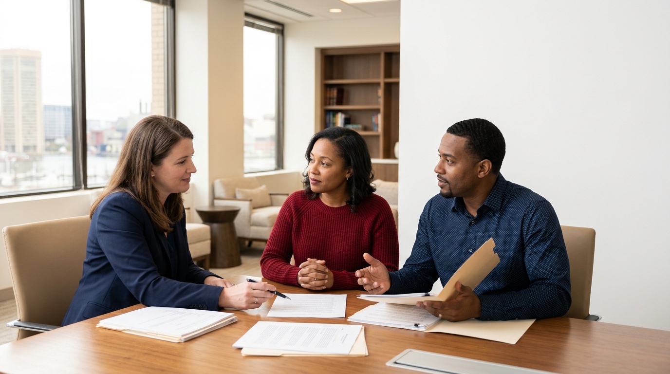 Wrongful Death Attorney Near Me: Finding the Right Legal Support After a Loss 1 Attorney reviewing documents with two family members at a conference table