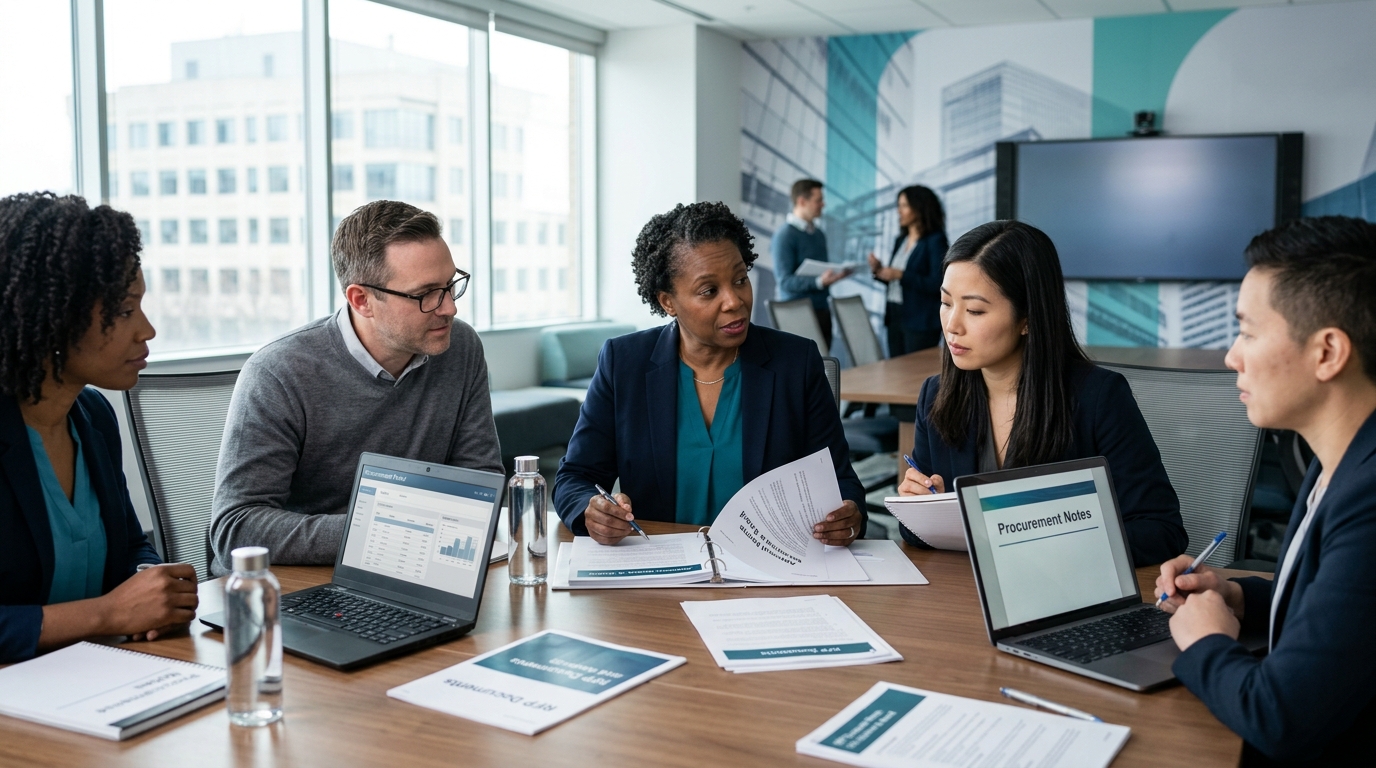 Procurement approval memo connecting evaluation results with an authorized award