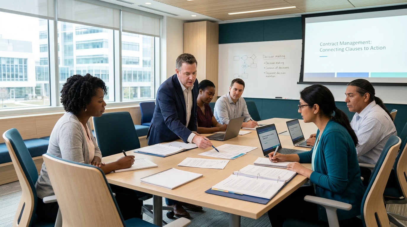 Professionals learning contract management in a Canadian public procurement setting