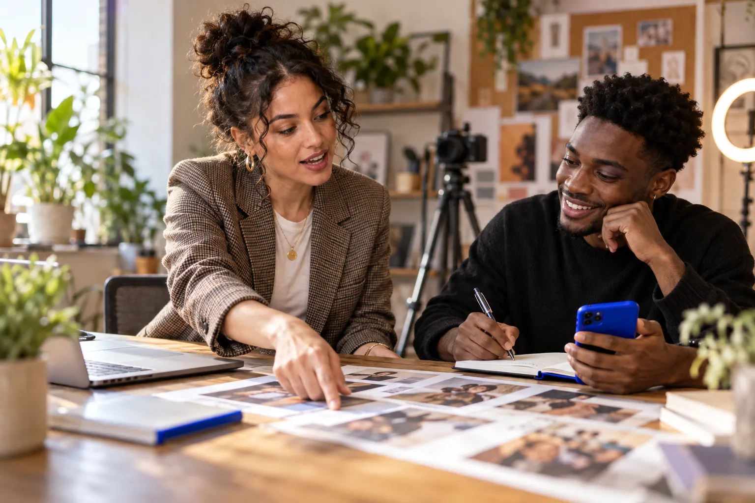 Marketing professional comparing agency options on laptop screen with charts