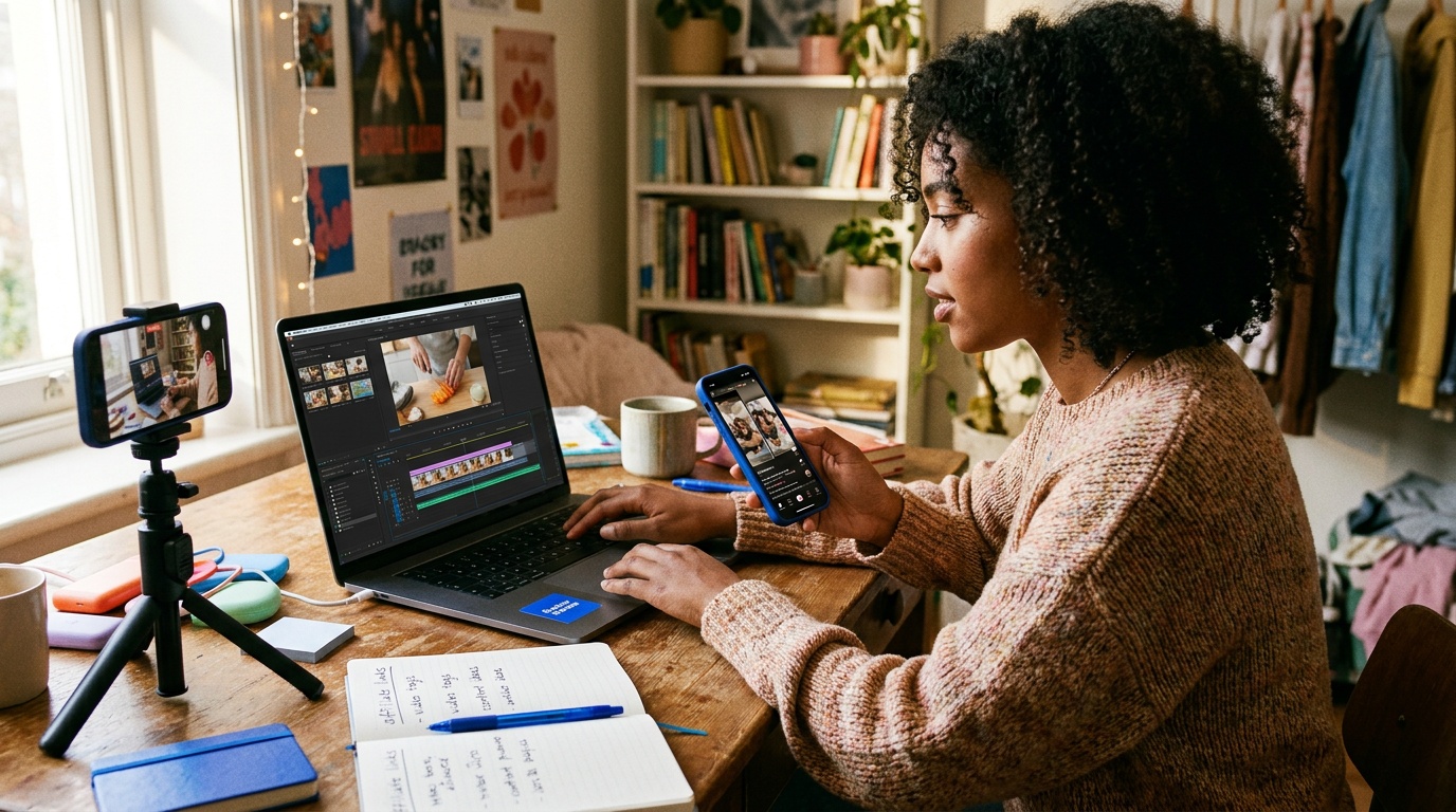 Criador promovendo produtos por meio de programas de marketing de afiliados do TikTok